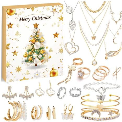 Balakaka Calendrier de l'Avent Bijoux 2025 Fille, Calendrier de Noël ado Fille Charms Création Kit Cadeaux, Jours Charms Bracelet Kit Fabrication Creation Bijoux Enfants 5-12 Ans