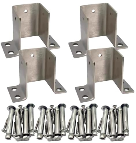 Pelarstödbas Pelarfästen I Rostfritt Stål 1 2 4 Stycken, Stolpefäste För Väggpelare, Lätt Att Installera, Förstärkt Struktur(4 Packs,110x110x80mm/4.3x4.3x3.1in)