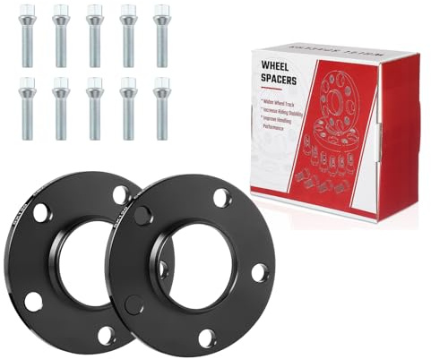 Spurverbreiterung Distanzscheiben 5x120mm NLB: 72.6mm 2x10mm Spurplatten mit 10x Radschrauben M12x1.5x50mm Kompatibel mit BMW E81 E82 E87 E88 E36 E46 E90 E91 E92 E93 E12 E28 E34 E60 E32 E31