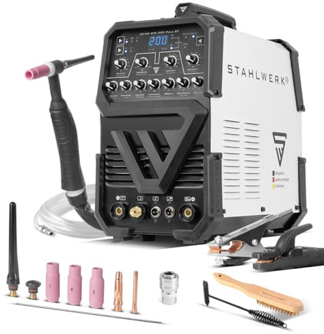 STAHLWERK Poste à souder AC/DC TIG 200 Puls ST – Inverter IGBT avec mode AC, MMA (ARC) jusqu'à 200 A, amorçage HF, fonction Pulse, mode 2T & 4T, Anti-Stick, idéal pour aluminium & tôles fines