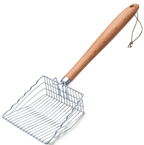 Rainpal Pala de Arena para Gatos, Pala Acero Inoxidable para Gatos, Larga | Pala Coladora de Acero Inoxidable para una Fácil Limpieza, con Gancho y Agujero, Duradera y Robusta, Inodora para Cajas Arena