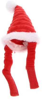 DECHOUS Niedliche Hunde Weihnachtsmütze aus Plüsch und Baumwolle mit Elastischem Rot für Kleine Haustiere und Festliche Weihnachtsfeiern