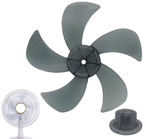 Générique Pale de Ventilateur Universelle Remplacement - Hélice à 5 Pales en ABS pour Ventilateur sur Pied Table Mural | Avec Couvercle d'Écrou Feuille Silencieuse Maison | 12 14 16 Pouces