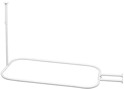 Zenna Home Duschvorhangstange aus Aluminium, rostfrei, für Krallenfußwannen Hoop Duschstange, Metall, Weiß, 57.75 L x 24 W