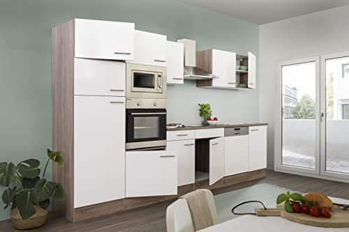 respekta Oliver Kitchenette en Acier Inoxydable Blanc 340 cm