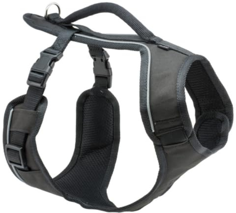 PetSafe EasySport Hundegeschirr - Strapazierfähiges, gepolstertes Material, Verstellbarer Halsausschnitt, Befestigung für Leine hinten & Reflektierend - L - Schwarz