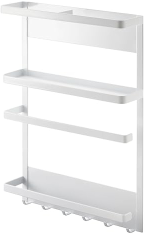 Yamazaki 2744 Tower Magnetisches Kühlschrank-Regal, weiß, Stahl, minimalistisch, 6,5 x 24,5 x 34 cm (L x B x H)