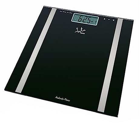 Jata 531 - Báscula de Baño Digital Grasa Corporal, Pantalla LCD, Alta precisión, Capacidad de 180 kg, Plataforma de Vidrio, Apagado Automático, Negro