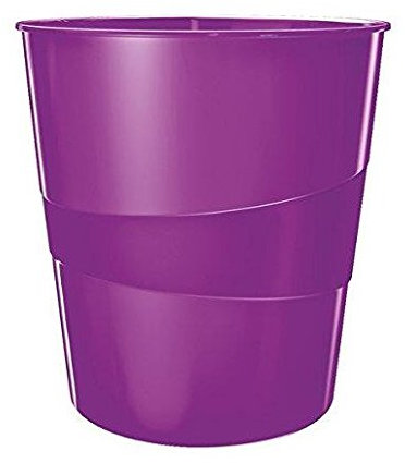 LEITZ Lot de 6 Corbeilles à papier Wow capacité 15L polypropylène D29 x H32,4 cm Violet Brillant