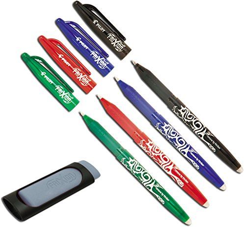 Unbekannt Pilot Pen Frixion Tintenroller (radierbar) farbig sortiert (+ Radierer grau, BLACK, BLUE, RED & GREEN)