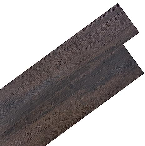 vidaXL Laminat Dielen PVC 5,02m² 2mm Selbstklebend Dunkelbraun Vinyl Boden