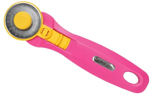 SEMPLIX Rollschneider Maxi 45 mm: Zusätzlich 3 Klingen, Gerade/Zickzack/Welle, mit Schutzmechanismus, zum Nähen und Handarbeiten, für Stoffe/Leder/Papier