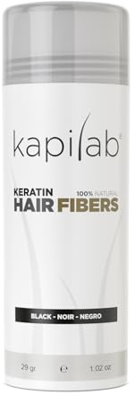 Kapilab Streuhaar Schwarz, Premium Haarpuder zur Haarverdichtung Haarfasern für Dünner Werdenes Haar Keratin Haarpulver Mehr Volumen Hair Fibers für Männer und Frauen - 25 gramm