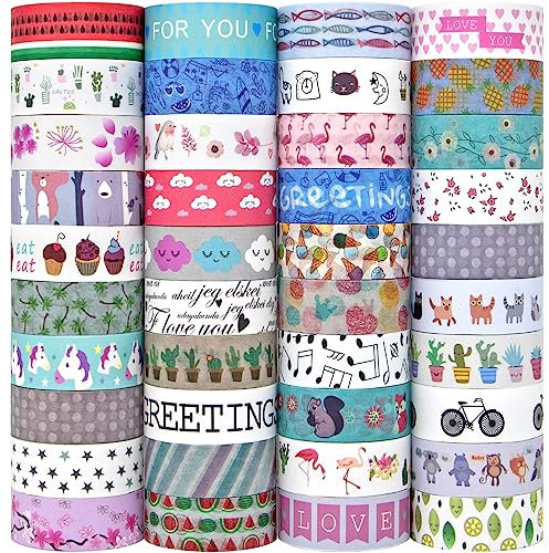 Forwaarss 40 Rollen Washi Abdeckband-Set, dekoratives Klebeband zum Basteln, verschönern Bullet Journals, Planer mehrfarbig