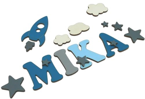 Traumwelten-Zimmermann Holzbuchstaben Kinderzimmertür – Personalisierter Name aus Holz für Tür & Wand – Babyzimmer Wanddeko – Geschenk zur Geburt, Taufe & Geburtstag