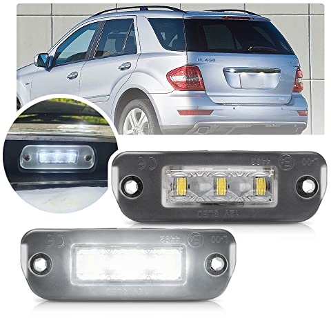 NSLUMO LED Kennzeichenleuchte Für Mercedes R-Klasse ML-Klasse | GL-Klasse, W164 2005-2011, GL-Class X164 2007-2012, 2Pcs LED Nummernschildbeleuchtung OEM A2518200166 2 Stück Klares Objektiv