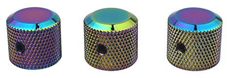 Guyker 3Pcs Potentiometer Control Knobs with 6mm(0.24”) Dia. Shaft Pot - High Grade Knurled Volume Tuning Audio Knob Replacement for Electric Guitar or Precision Bass - CNC Machined(Rainbow Chameleon)