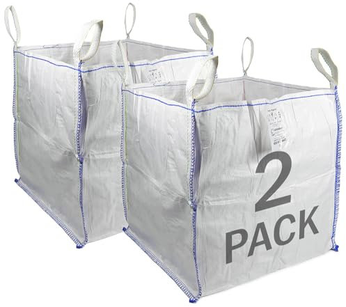 sackmaker FIBC Bulk Bag - One Tonne Builders Bag - Heavy Duty Garden Waste Bag Extra Large - Premium Grade Dumpy Bag with 4 Lifting Handles and Safety Certificate