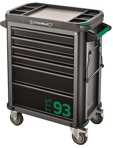 Stahlwille 93/6 A Werkstattwagen | 6 Schubladen | sicher durch Zentralverriegelung und Kippschutz | strapazierfähige Kunststoffablageplatte