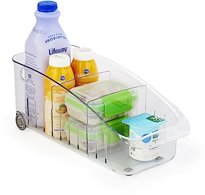 YouCopia RollOut Fridge Drawer 6, BPA-Free Clear Rolling Refrigerator Organizer Bin with Adjustable Dividers and Handles for Produce, Food, Meal and Snack Storage