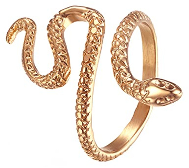 HIJONES Damen Edelstahl Schlangen Wrap Offener Ring Animal Statement Stapelringe