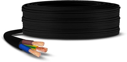 Primes DIY 3 Core Round Black Flex Flexible Cable, stranded electrical copper wire, Insulated Flexible PVC Wire, Stranded Wire High Temperature Resistance, 3182Y BASEC Approved 0.75mm(1 Meter)