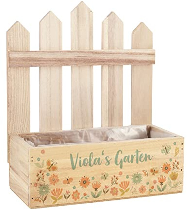 Herz & Heim® Osternest, Holz, mit zaun, verschiedene Motive Wunschtext Blumen