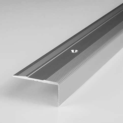 PROVISTON | Treppenkante | Aluminium eloxiert | Silber | Breite 36 mm | Höhe 15 mm | Länge 1000 mm | Gebohrt | Treppenkantenprofil | Treppenwinkel | Winkelprofil | Kombiwinkel | 1 Stück
