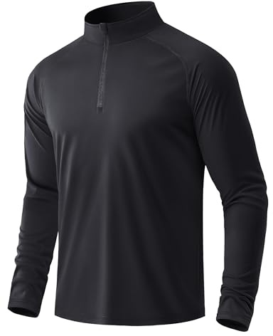 MAGCOMSEN Men's 1/4 Zip Long Sleeve T Shirt Sun Protection UPF 50+ Tops | Running Sports Gym Outdoor Top, Summer Quick Dry Lightweight Polyester T-Shirts