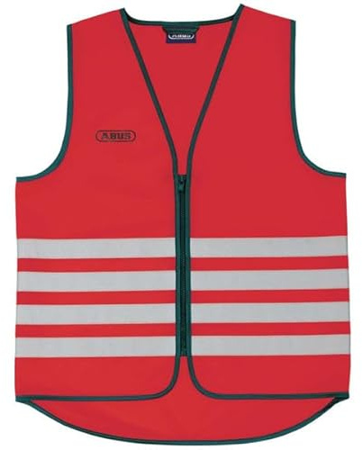 ABUS Warnweste Lumino Day Vest – rote Sicherheitsweste für bessere Sichtbarkeit bei Tag und Nacht - für Erwachsene - mit Reißverschluss - Größe M