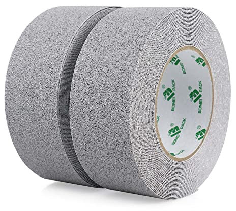 BOMEI PACK Antirutsch Streifen,2 Rollen von 50mmx10m, Grau Silber rutschhemmendes Klebeband Grip Tape für für rutschfeste Treppenstufen im Innen- und Außenbereich