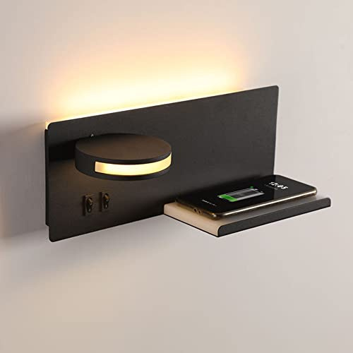 KINLAMS Lampada da Parete di Ricarica Senza Fili Applique Camera Da Letto Comodino USB Lampada Da Parete Rotante Lampada Da Lettura Sala Studio Interruttore Moderno Multifunzionale Hotel (Sinistra)