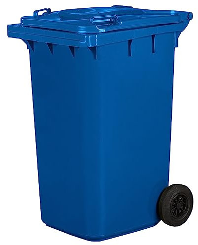 Contenedor de basura de 240 litros con ruedas | Sistema de fijación para extracción mecánica | de plástico | Color azul