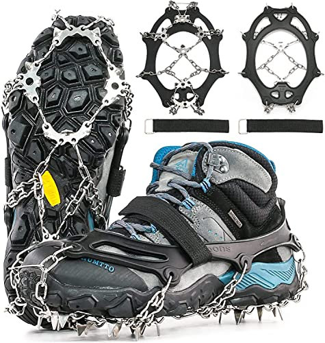 YEKUYEKU Eisstollen, Mikrospikes, Schneegriffe, rutschfeste Schuhgriffe, leichte Eis-Schnee-Griffe, Stollen-Steigeisen, Eisgriffe für Schuhe zum Wandern, Wandern, Angeln, Bergsteigen