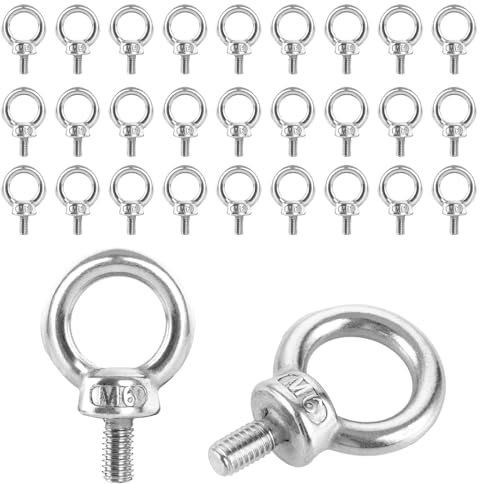 CYEER 30 Stück Ringschrauben M6 Edelstahl 304 – Ösenschrauben Rostfrei – Robuste Augenschrauben für Sonnensegel, Hängepflanzen & Hebeanwendungen – Ringschraube mit Außengewinde