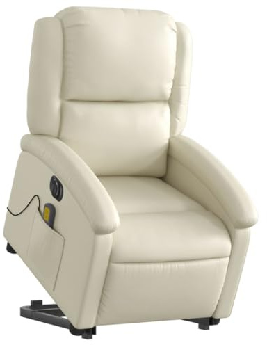 vidaXL Massagesessel mit Aufstehhilfe Elektrisch Creme Kunstleder