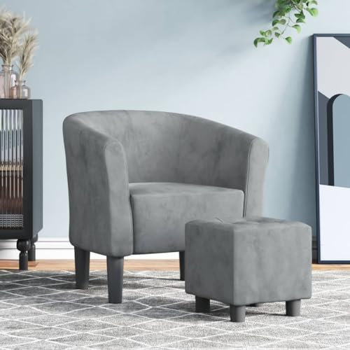 BaraSh Clubsessel mit Fußhocker Dunkelgrau Samt Clubsessel, Cocktailsessel mit Fußhocker, Loungesessel Relaxsessel Polstersessel
