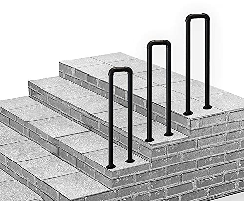Handrail Railing Hand Rails for Outside Steps Sturdy Outdoor Terrace Decking Balustrade Wrought Iron Transitional Handrail Fits 1 Step Grab Rail for Steps Porch (Size : 85cm(2.8ft)) (3.3ft/100cm) (