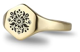 Blume Siegelring - Benutzerdefinierte Blume Ring - Sechseck Geformt Ring - Gravierte Blume Ring - Geschenk für Sie