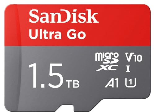 SanDisk 1,5 TB Ultra Go microSDXC UHS-I-kort, upp till 150 MB/s läshastighet, V10, U1, C10, A1, Full HD