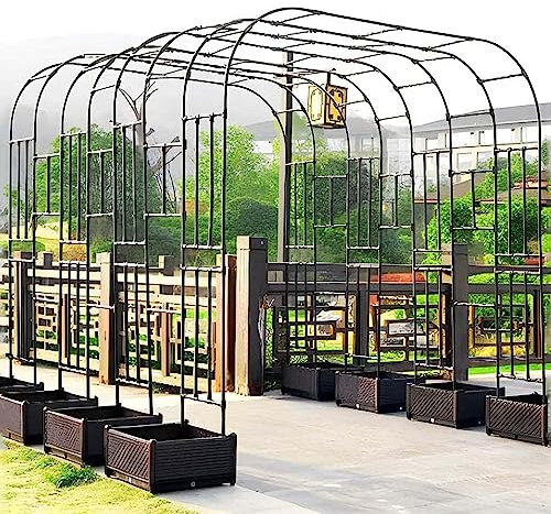 HYUFEIAO Metal Garden Arch Seat Heavy-Duty Garden Arbor Trellis Arbour Archway for Climbing Plants Roses Vines Support Rack,Outdoor Lawn Backyard Patio Wedding Decoration