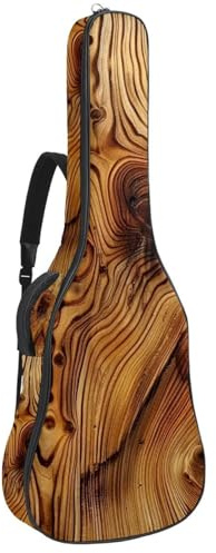 Vintage Holzmaserung 104 106,7 cm Akustikgitarrentasche mit verstellbarem Schultergurt Gitarrentasche mit Rückenaufhänger, geeignet für E-Gitarren, Bassgitarren, klassische Gitarren, Ukulele,