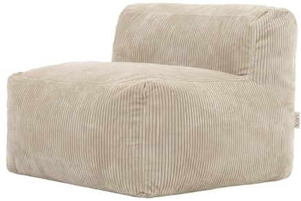 Icon Zen Chaise, Canapé Modulable, Velours Côtelé, Pouf Geant XXL avec Mousse Remplissage, Canapé 3 Place, Sofa, Salon, Meuble Salon, Beige