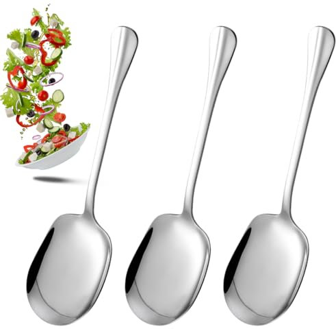 3 Stück Servierlöffel Edelstahl, 25cm Servierlöffel Groß Kochlöffel Vorlegelöffel, Servierlöffel aus Edelstahl, Serving Spoon, Servierlöffel mit Langen Griffen, Vorlegebesteck für Bankett Restaurant