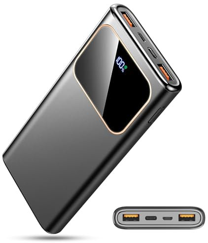 Power Bank Fast Charging 10000mAh, 22.5W Portable Charger USB C Input & Output Powerbank with LED Display, PD3.0 QC4.0 Phone Battery Pack for iPhone16/15/14/13/12, Samsung, Android More (Matte Black)