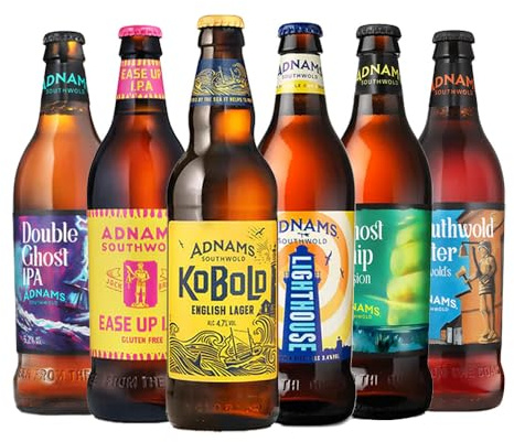 Adnams | Bottled Beer Taster Selection 3.4-5.2% ABV | 6 x 500ml | Features double dry hopped IPA with tropical fruit, citrus flashes and a distinct rye spice finish.