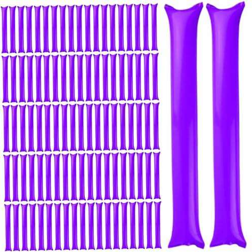 Pesoncarl Thunder Sticks 100 Pcs Boom Stick Inflatable Spirit Sticks Cheerleading Plastic Boom Stick Noise Makers for Sporting Events Dance Basketball Football Purple