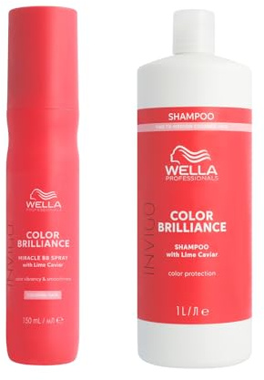 Wella Professionals Color Brilliance 2er Set – Leave-In Spray (150 ml) & Shampoo für feines Haar (1L) – Farbschutz, Pflege & Glanz für coloriertes Haar