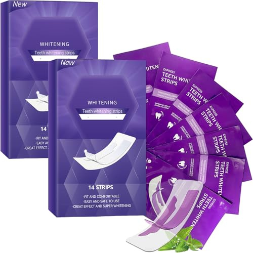 Whitening Strips for Yellow Teeth, Purple Teeth Whitening Strips, Tooth Cleaning Strip, Tooth Stain Remover Strip (2box)
