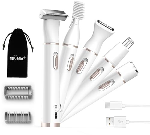 Cortadora para Mujer 5 in1, Eléctricas Afeitar Depiladora Facial Femenina Rasuradora Mujer Zona Intima, para El Cuerpo, Las Axilas, La Línea Del Bikini, Las Cejas y La Nariz